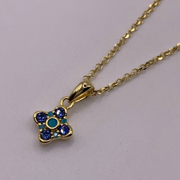 Jewelry - PAJ 925 silver 18K gold plated tanzanite and turquoise adjustable necklace